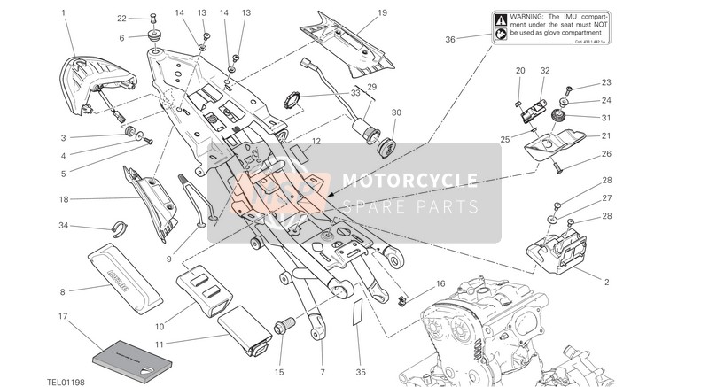 Ducati MONSTER 1200 EU 2019 Rear Frame Components. for a 2019 Ducati MONSTER 1200 EU