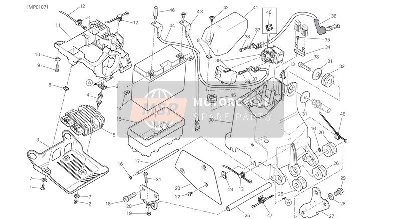 Ducati MONSTER 1200 EU 2020 Battery Holder for a 2020 Ducati MONSTER 1200 EU