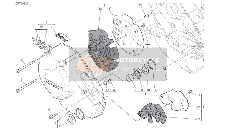 Ducati MONSTER 1200 EU 2020 Tapa del embrague para un 2020 Ducati MONSTER 1200 EU