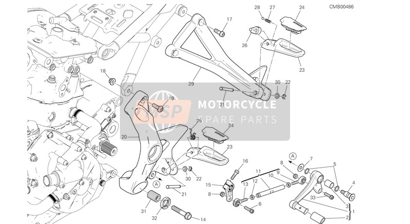 Ducati MONSTER 1200 EU 2020 Voetsteunen, Links voor een 2020 Ducati MONSTER 1200 EU