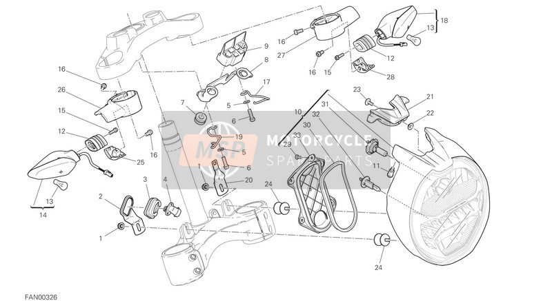 Ducati MONSTER 1200 EU 2020 Koplamp voor een 2020 Ducati MONSTER 1200 EU