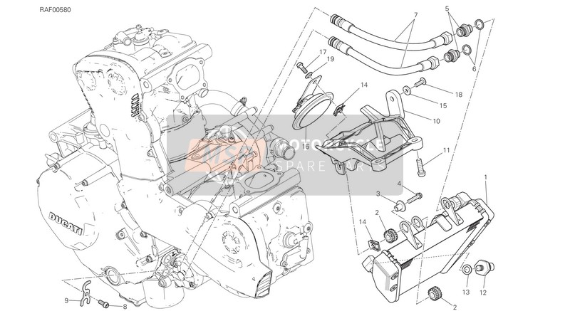 Ducati MONSTER 1200 EU 2020 Oil Cooler for a 2020 Ducati MONSTER 1200 EU