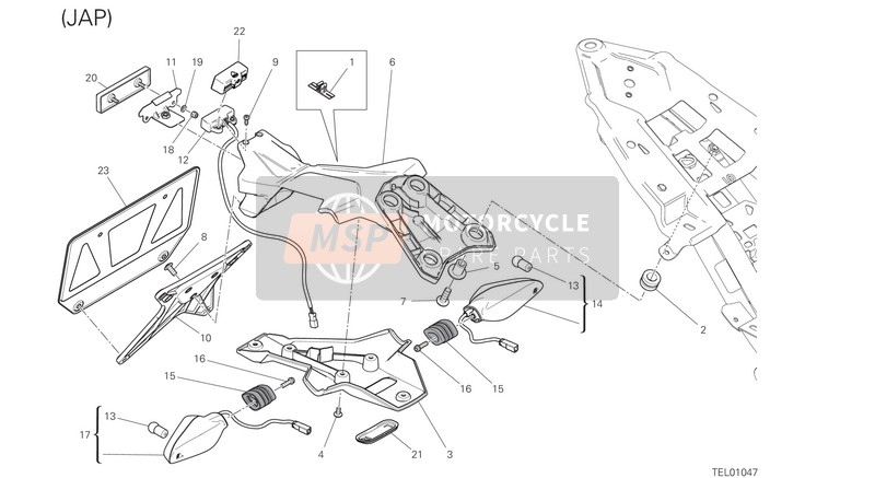 Ducati MONSTER 1200 EU 2020 Plaat houder voor een 2020 Ducati MONSTER 1200 EU