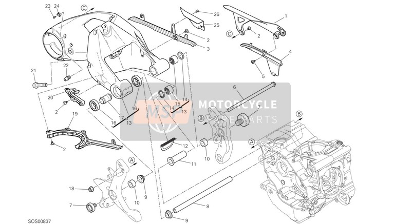 Ducati MONSTER 1200 EU 2020 Achterbrug voor een 2020 Ducati MONSTER 1200 EU