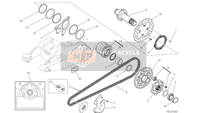 Ducati MONSTER 1200 EU 2020 Mandrino della ruota posteriore per un 2020 Ducati MONSTER 1200 EU