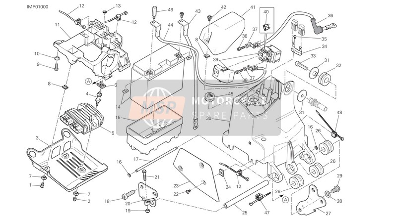 Ducati MONSTER 1200 R EU 2017 Support de batterie pour un 2017 Ducati MONSTER 1200 R EU