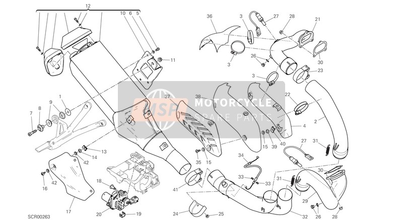 Ducati MONSTER 1200 R EU 2018 Uitlaatsysteem voor een 2018 Ducati MONSTER 1200 R EU