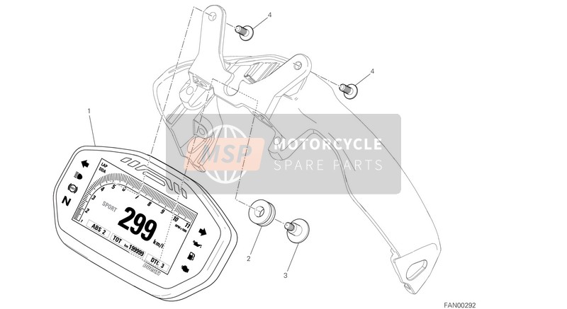 Ducati MONSTER 1200 R EU 2018 Tableau de bord pour un 2018 Ducati MONSTER 1200 R EU