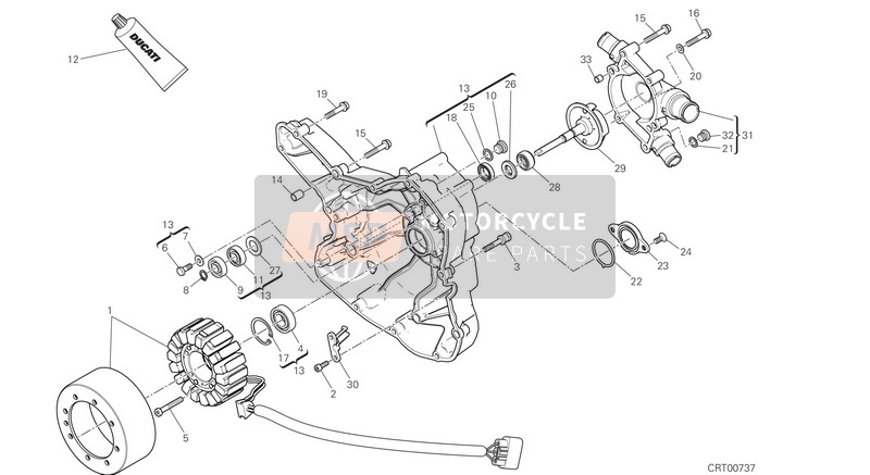 Ducati MONSTER 1200 R EU 2018 Wasserpumpe - Generator - Seite - Kurbelgehäusedeckel für ein 2018 Ducati MONSTER 1200 R EU