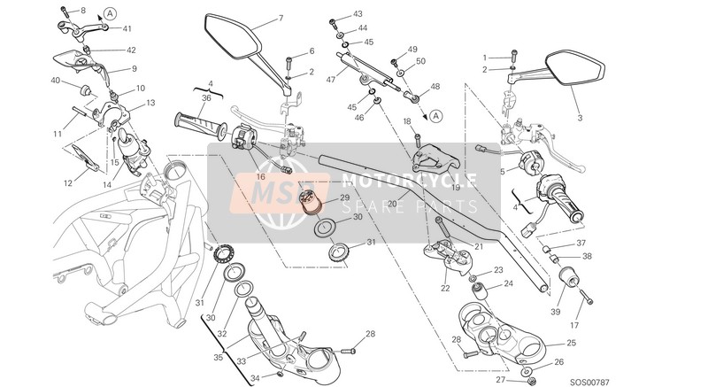 Ducati MONSTER 1200 R EU 2019 Handlebar And Controls for a 2019 Ducati MONSTER 1200 R EU