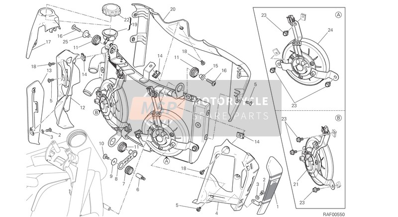 Ducati MONSTER 1200 R EU 2019 Waterkoeler voor een 2019 Ducati MONSTER 1200 R EU