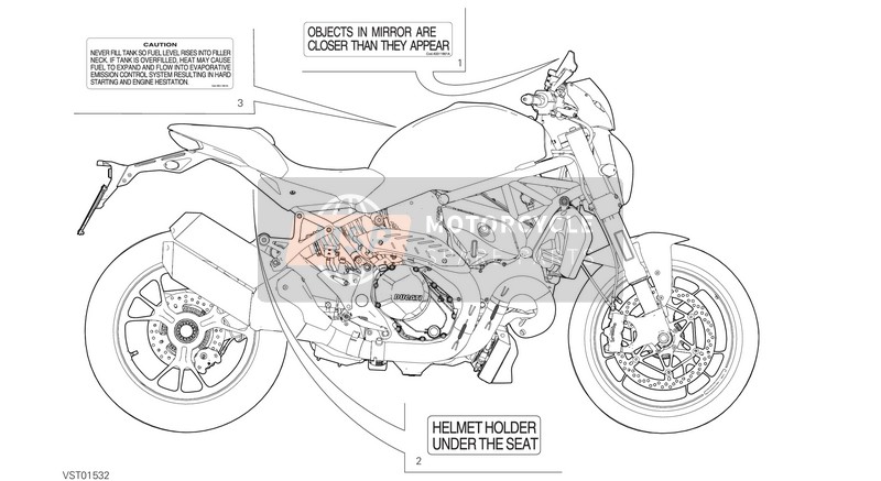 Ducati Monster 1200 R USA 2016 Plaques de positionnement pour un 2016 Ducati Monster 1200 R USA