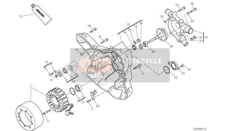 Ducati Monster 1200 R USA 2016 Wasserpumpe - Generator - Seite - Kurbelgehäusedeckel für ein 2016 Ducati Monster 1200 R USA