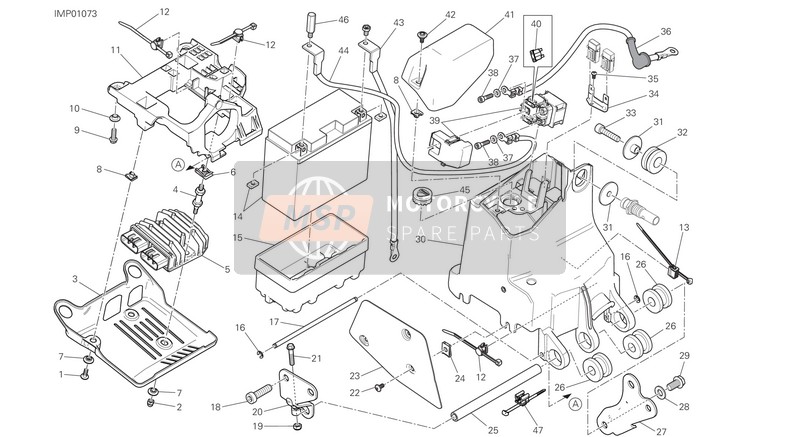 Ducati Monster 1200 R USA 2018 Soporte de la batería para un 2018 Ducati Monster 1200 R USA