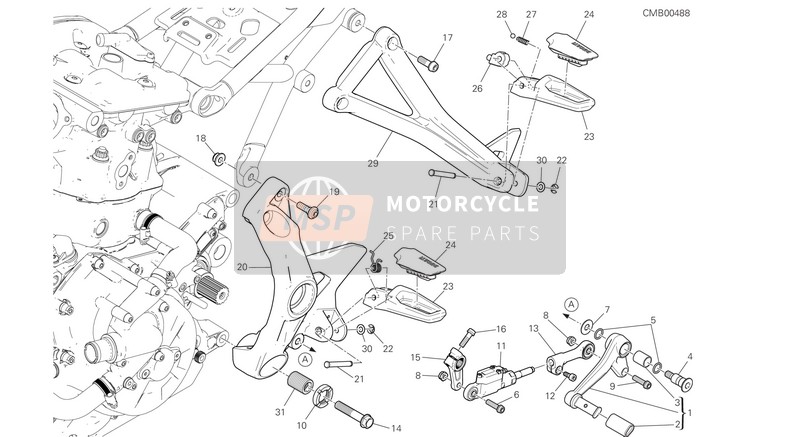 Ducati MONSTER 1200 S 2021 Voetsteunen, Links voor een 2021 Ducati MONSTER 1200 S