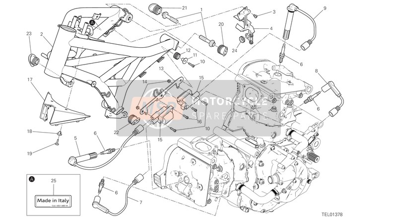 47013101AJ, 1406 Frame Glossy Black Chn/aus - Dmt, Ducati, 0