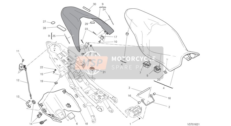 595P3331AD, Couvercle Selle, Ducati, 0