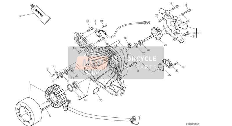Ducati MONSTER 1200 S 2021 WATER PUMP-ALTR-SIDE CRNKCSE COVER for a 2021 Ducati MONSTER 1200 S