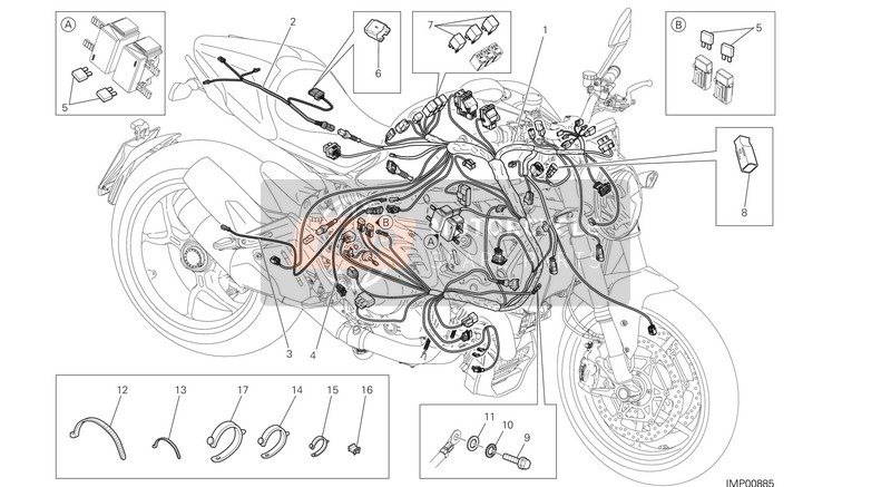 Ducati MONSTER 1200 S EU 2014 Arnés de cableado para un 2014 Ducati MONSTER 1200 S EU
