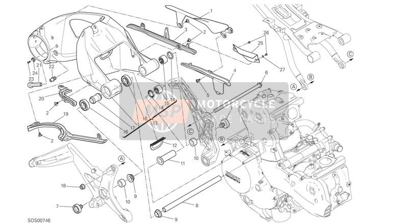 Ducati MONSTER 1200 S EU 2015 Oscilación trasera para un 2015 Ducati MONSTER 1200 S EU