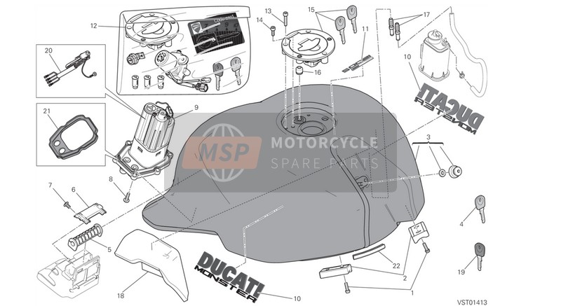 Ducati MONSTER 1200 S EU 2015 Depósito de combustible para un 2015 Ducati MONSTER 1200 S EU