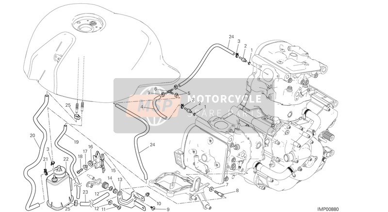 Ducati MONSTER 1200 S EU 2015 Bote de tubo de aire caliente para un 2015 Ducati MONSTER 1200 S EU