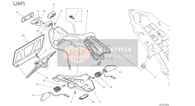 Ducati MONSTER 1200 S EU 2018 Soporte de placa para un 2018 Ducati MONSTER 1200 S EU