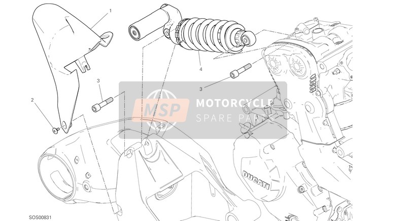 Ducati MONSTER 1200 S EU 2019 Sospensione posteriore per un 2019 Ducati MONSTER 1200 S EU