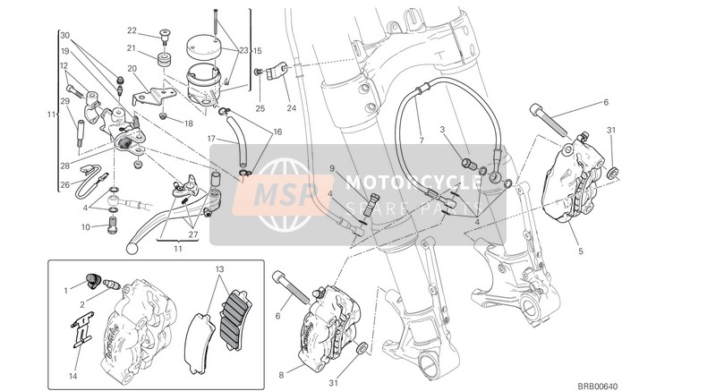 Ducati MONSTER 1200 S EU 2020 Sistema frenante anteriore per un 2020 Ducati MONSTER 1200 S EU