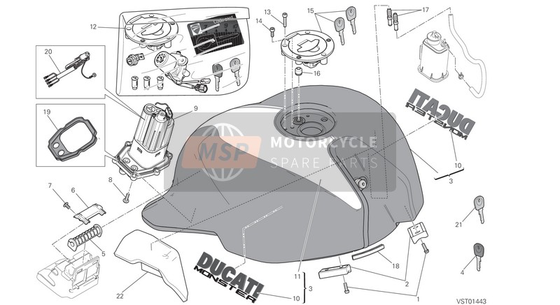 Ducati MONSTER 1200 S STRIPES EU 2015 Depósito de combustible para un 2015 Ducati MONSTER 1200 S STRIPES EU