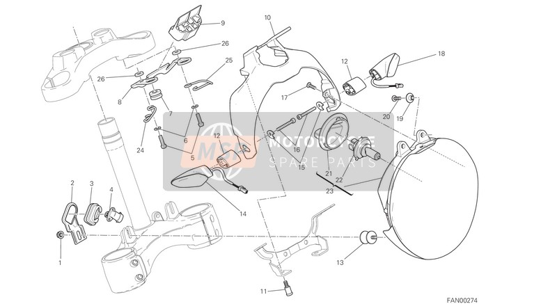Ducati MONSTER 1200 S STRIPES EU 2015 Headlight for a 2015 Ducati MONSTER 1200 S STRIPES EU
