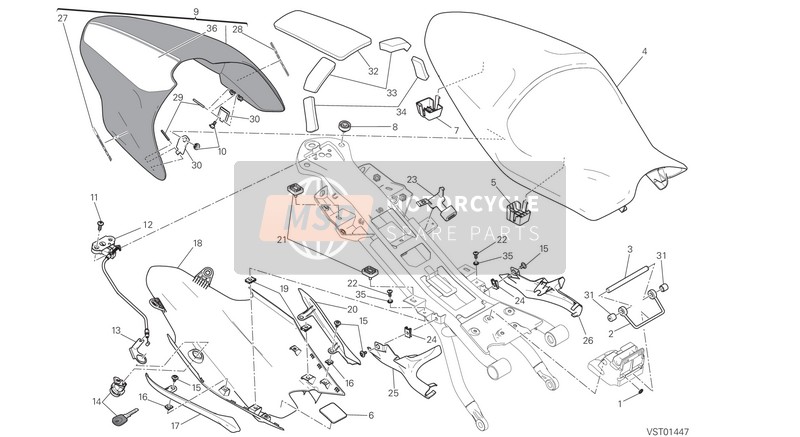 43819601A, Adhesive Strip, Wit, Ducati, 1