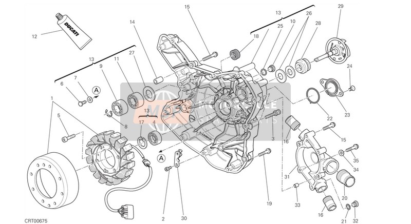 Ducati MONSTER 1200 S STRIPES EU 2015 Wasserpumpe - Generator - Seite - Kurbelgehäusedeckel für ein 2015 Ducati MONSTER 1200 S STRIPES EU