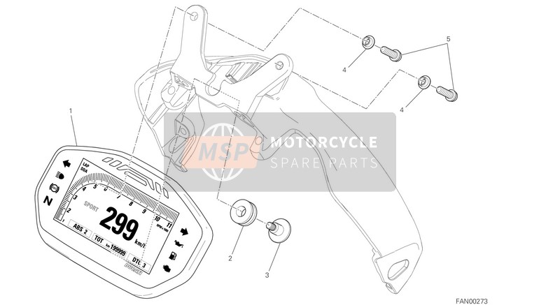 Ducati MONSTER 1200 S STRIPES USA 2015 Instrumentenpaneel voor een 2015 Ducati MONSTER 1200 S STRIPES USA