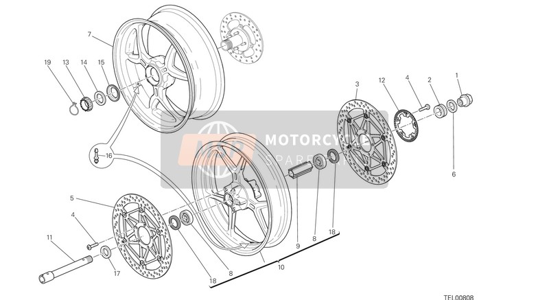 Ducati MONSTER 1200 S STRIPES USA 2015 Vorder- und Hinterrad für ein 2015 Ducati MONSTER 1200 S STRIPES USA