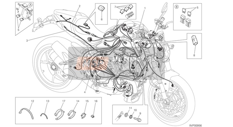 Ducati MONSTER 1200 S STRIPES USA 2015 Arnés de cableado para un 2015 Ducati MONSTER 1200 S STRIPES USA