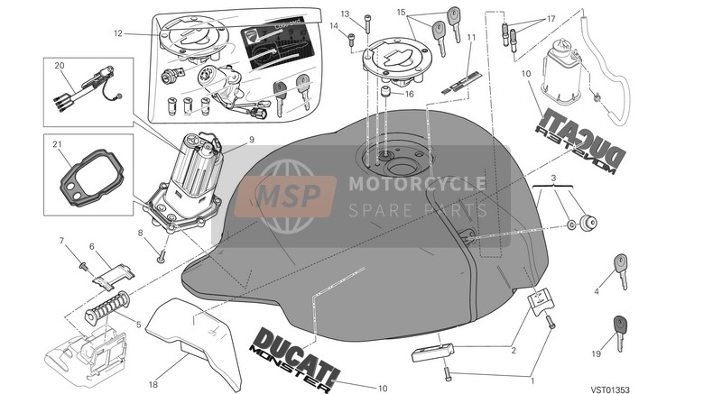 Ducati MONSTER 1200 S USA 2014 Réservoir d'essence pour un 2014 Ducati MONSTER 1200 S USA