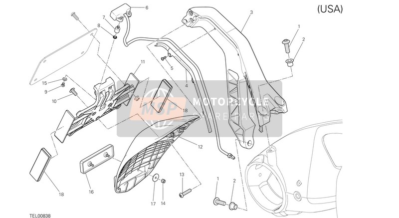 Ducati MONSTER 1200 S USA 2014 Soporte de placa para un 2014 Ducati MONSTER 1200 S USA