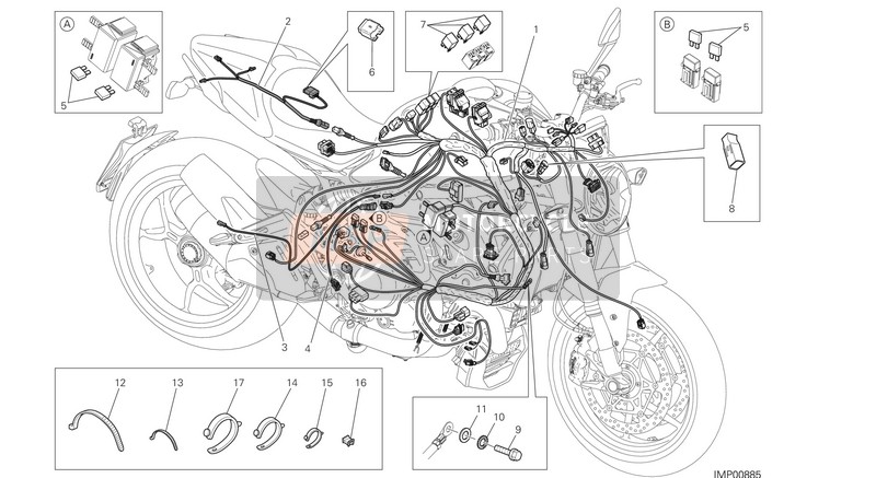 Ducati MONSTER 1200 S USA 2014 Faisceau de câblage pour un 2014 Ducati MONSTER 1200 S USA