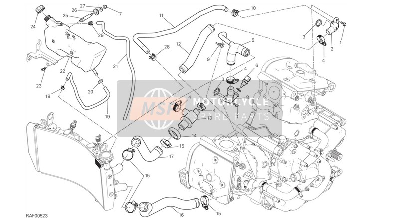 Ducati MONSTER 1200 S USA 2015 Sistema de refrigeración para un 2015 Ducati MONSTER 1200 S USA