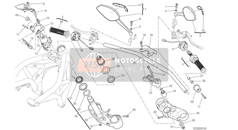 Ducati MONSTER 1200 S USA 2015 Handlebar And Controls for a 2015 Ducati MONSTER 1200 S USA