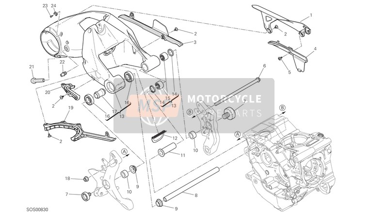 Ducati MONSTER 1200 S USA 2020 Achterbrug voor een 2020 Ducati MONSTER 1200 S USA