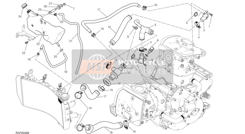 Ducati MONSTER 1200 USA 2014 Système de refroidissement pour un 2014 Ducati MONSTER 1200 USA