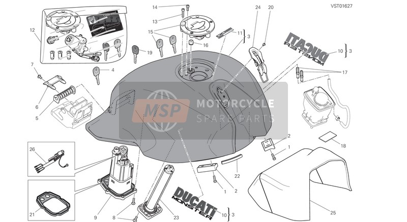 Ducati MONSTER 1200 USA 2017 Fuel Tank for a 2017 Ducati MONSTER 1200 USA