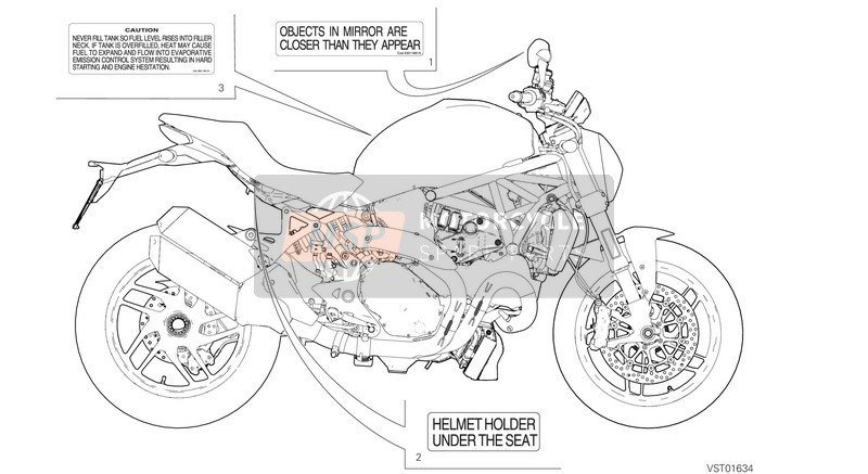 Ducati MONSTER 1200 USA 2017 Plaques de positionnement pour un 2017 Ducati MONSTER 1200 USA