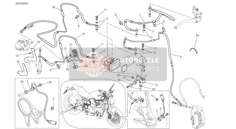 Ducati MONSTER 1200 USA 2019 Antibloqueo Sistema de frenado (ABS) para un 2019 Ducati MONSTER 1200 USA