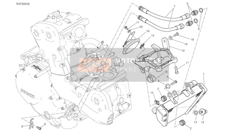 Ducati Monster 1200R EU 2016 Radiatore dell'olio per un 2016 Ducati Monster 1200R EU