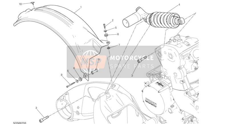 Ducati Monster 1200S EU 2016 Suspension arrière pour un 2016 Ducati Monster 1200S EU