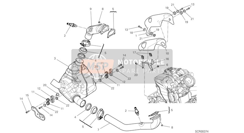 57015182C, Horizontal Exhaust Pipe, Ducati, 0