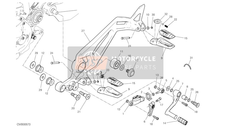 82414032AA, L.H. Foot Peg Holder Plate, Ducati, 0